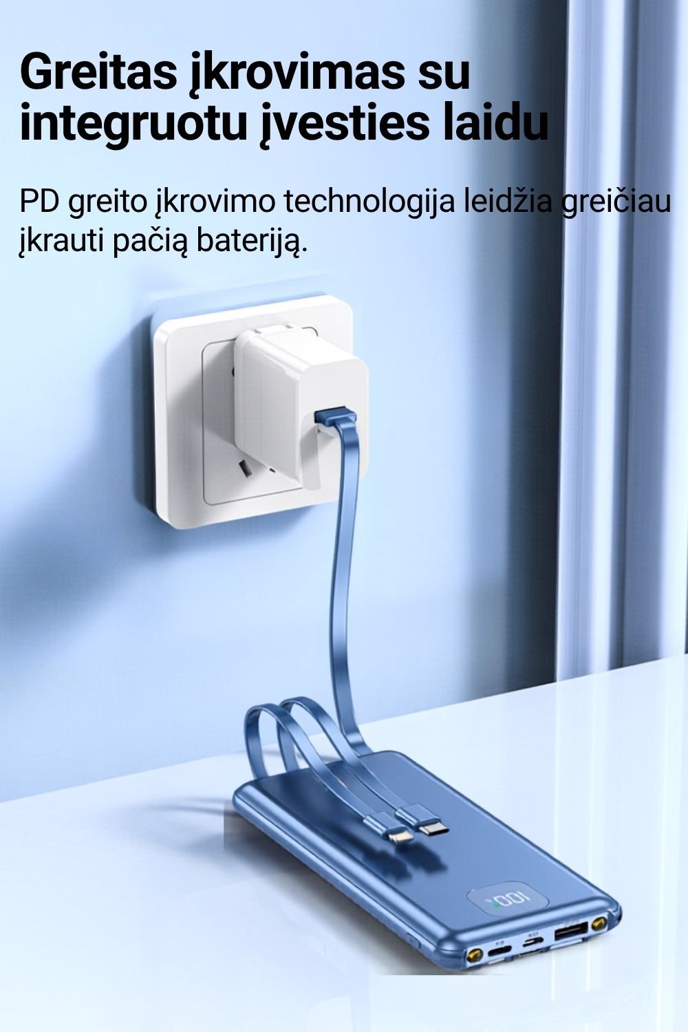 Išorinė baterija FIT2 DX99 10000 mAh, 22.5W greitas įkrovimas aprašymas - Prekės nuotrauka