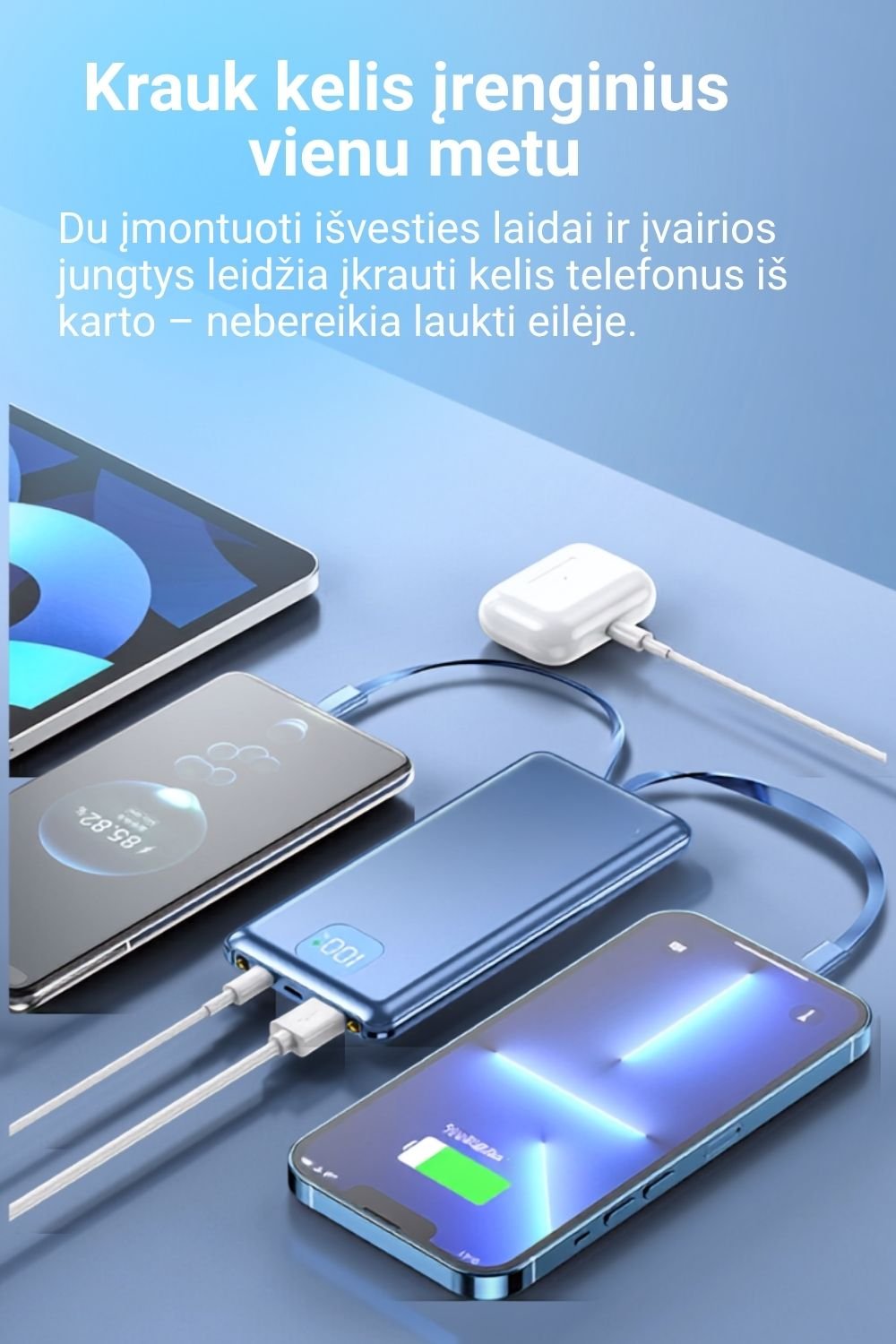 Išorinė baterija FIT2 DX99 10000 mAh, 22.5W greitas įkrovimas aprašymas - Prekės nuotrauka