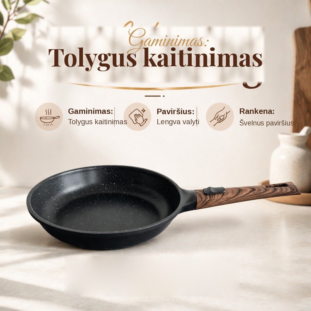 Keptuvė FIT2 ClickPan su nesvylančia danga, nuimama rankena 26 cm juoda aprašymas - Prekės nuotrauka