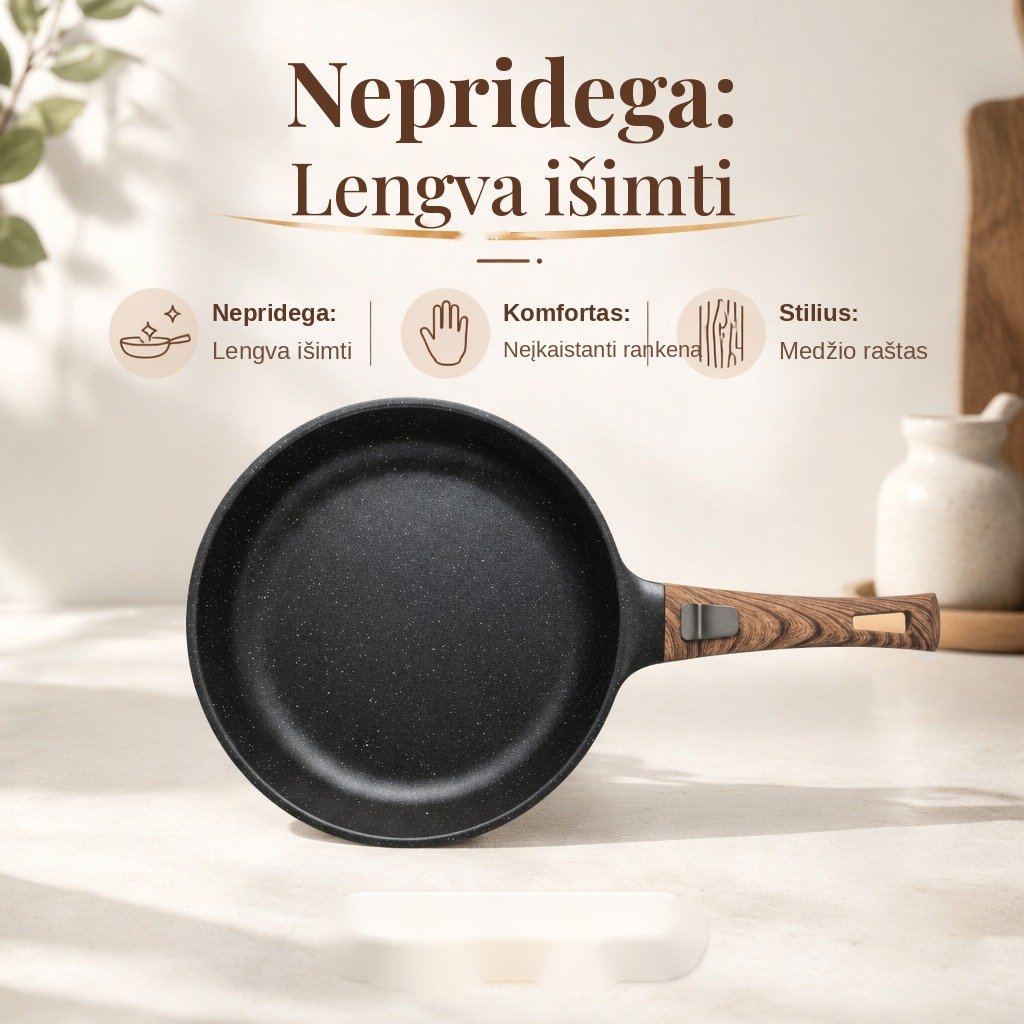 Keptuvė FIT2 ClickPan su nesvylančia danga, nuimama rankena 28 cm juoda aprašymas - Prekės nuotrauka
