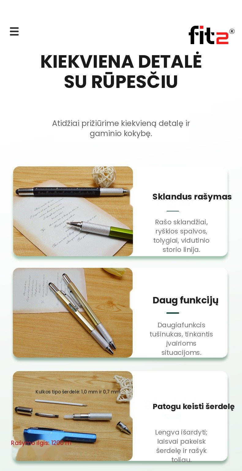 Multifunkcinis rašiklis FIT2, sidabrinis aprašymas - Prekės nuotrauka
