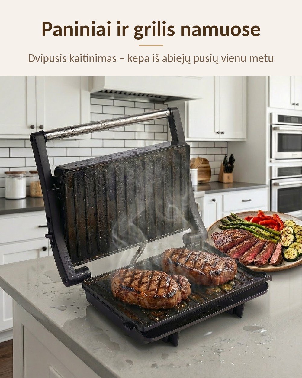 Panini keptuvė ir kontaktinis grilis SL-106, 1000 W, nepridegančios plokštės, juoda aprašymas - Prekės nuotrauka