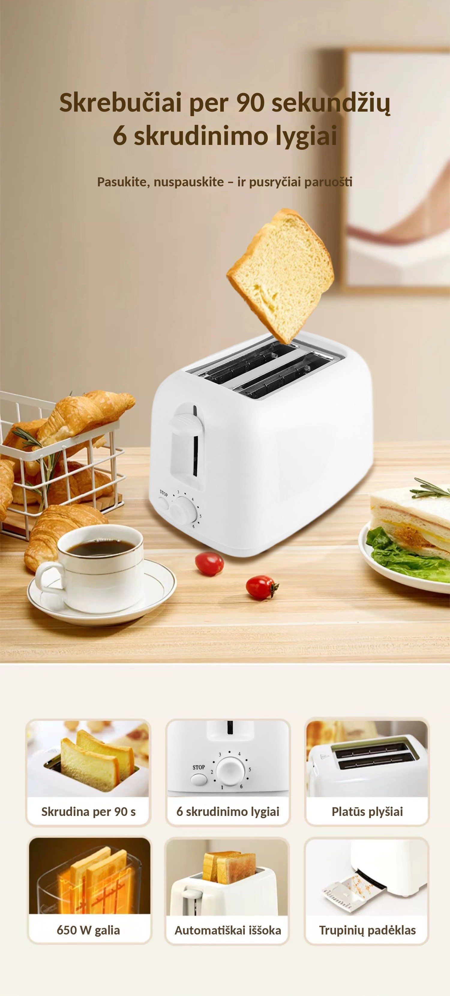 Skrudintuvas BH-002B, 650 W, 2 riekėms, metalinis korpusas, plieno / juodas aprašymas - Prekės nuotrauka