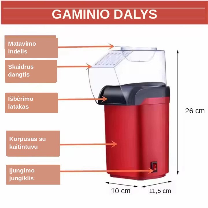 Spragėsių gamybos aparatas FIT2, be aliejaus aprašymas - Prekės nuotrauka