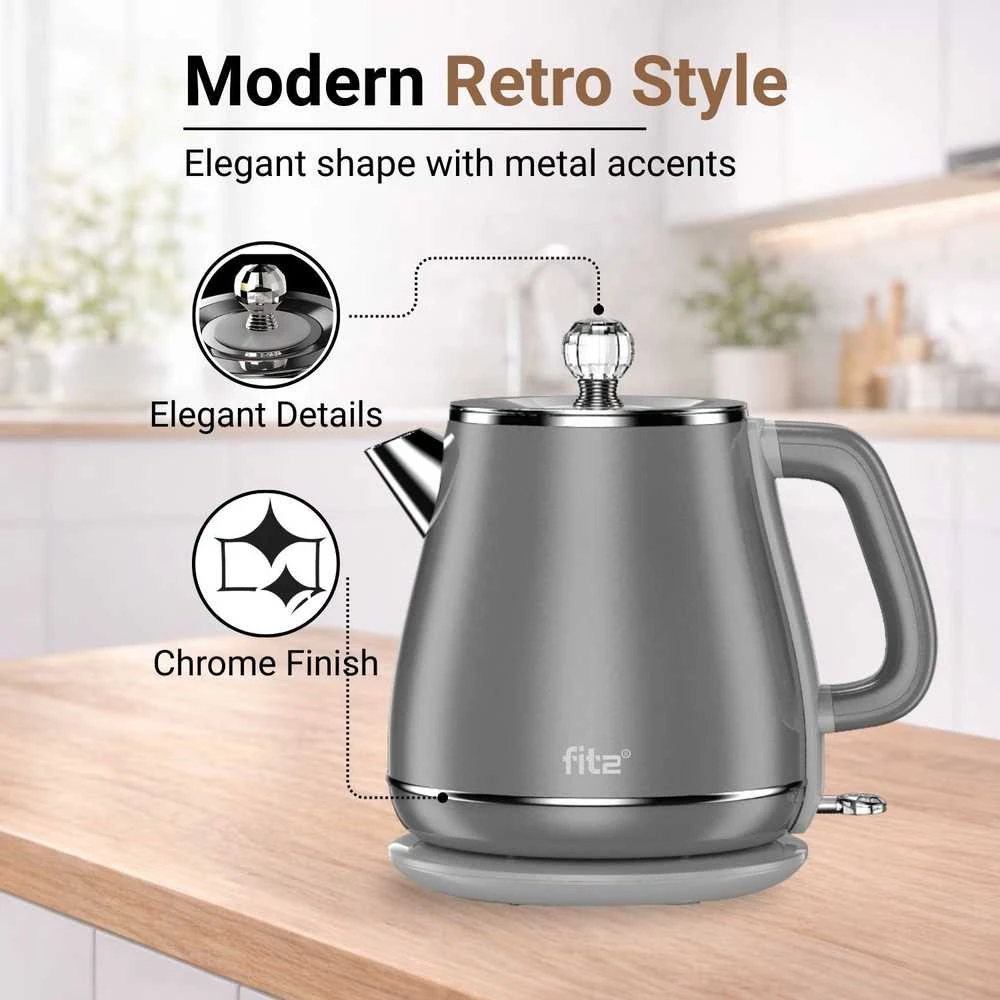 Elektrinis virdulys FIT2 YD-1830 1.8L 1800W dvigubų sienelių, neįkaistantis, pilkas