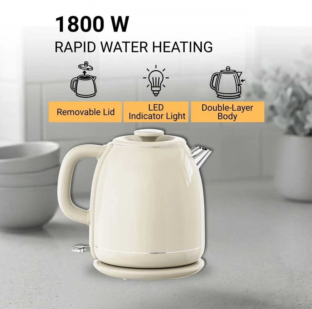 Elektrinis virdulys FIT2 YD-2035 2L 1800W dvigubų sienelių, 304 nerūd. plienas, kreminis