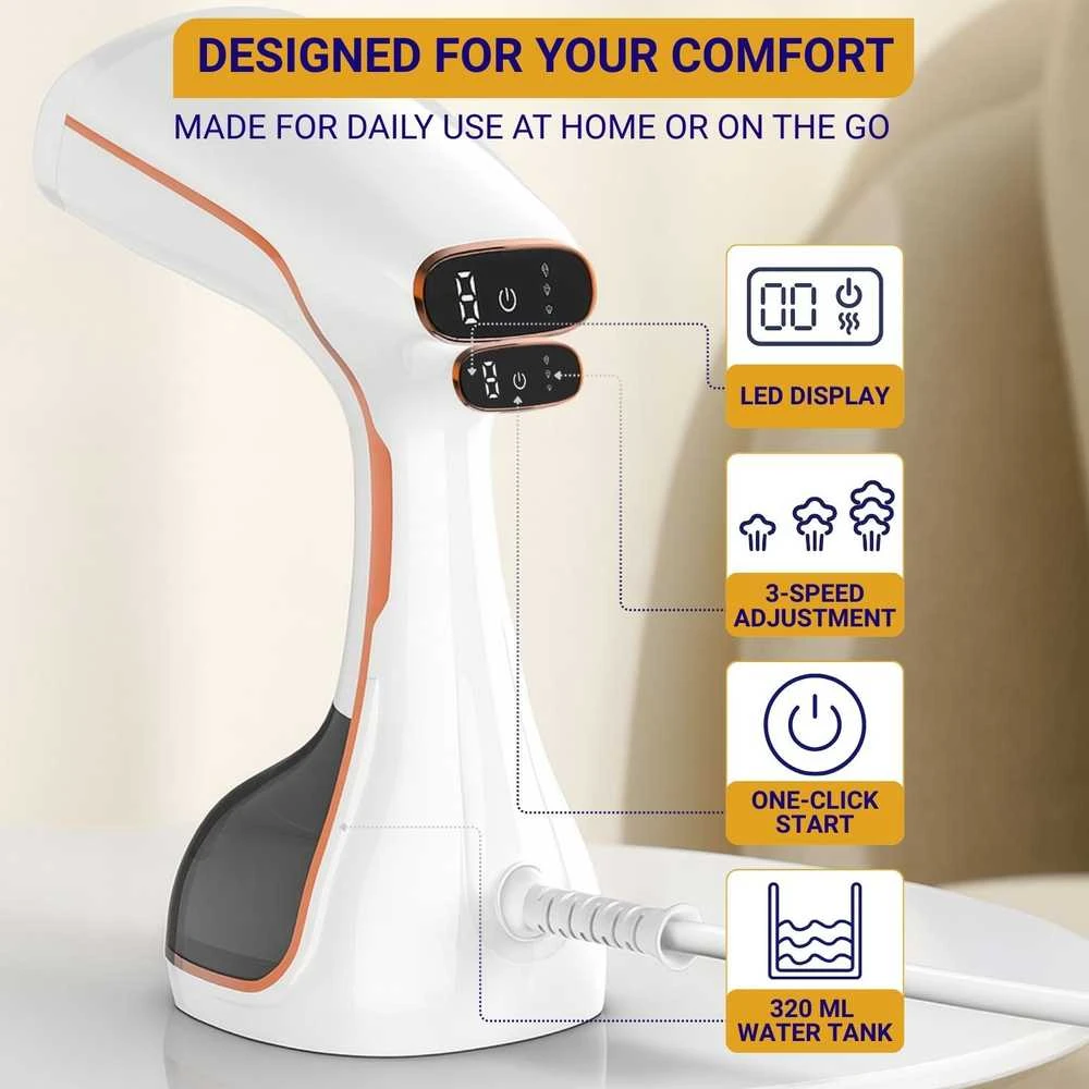Rankinis drabužių garintuvas FIT2 FIT801 1640W su LED ekranu, 320 ml, juodas