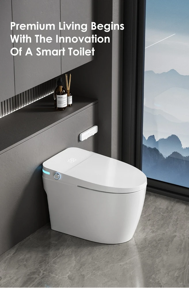 Grindinis išmanusis klozetas FIT2 SmartHome T9008 su bide, šildoma sėdyne, šilto oro džiovintuvu ir UV savaiminiu išsivalymu