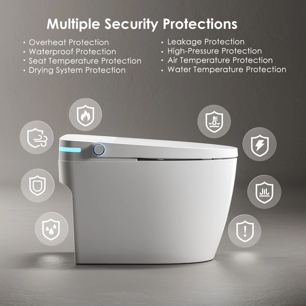 Grindinis išmanusis klozetas FIT2 SmartHome T9008 su bide, šildoma sėdyne, šilto oro džiovintuvu ir UV savaiminiu išsivalymu