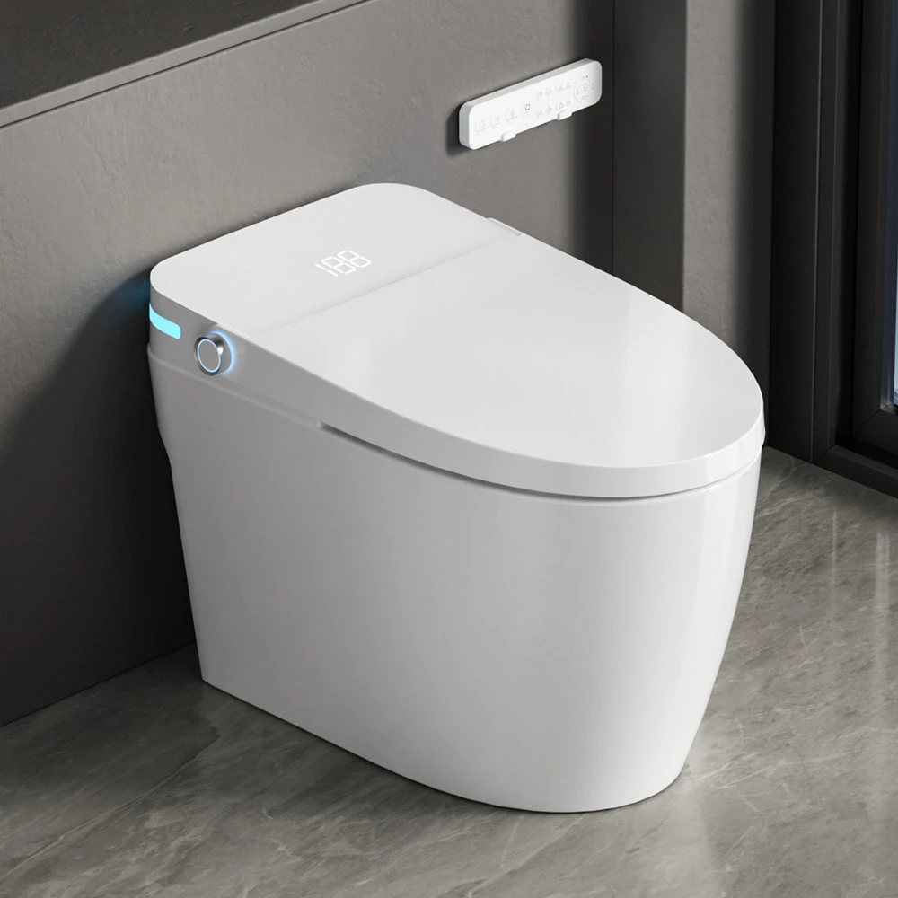 Grindinis išmanusis klozetas FIT2 SmartHome T9008 su bide, šildoma sėdyne, šilto oro džiovintuvu ir UV savaiminiu išsivalymu