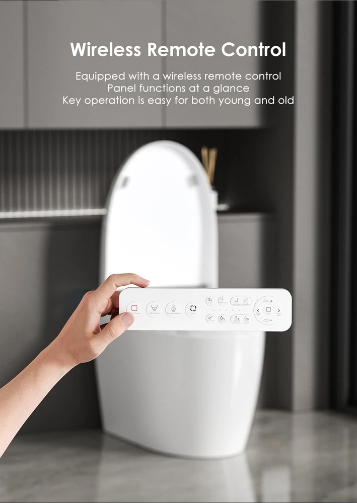 Grindinis išmanusis klozetas FIT2 SmartHome T9008 su bide, šildoma sėdyne, šilto oro džiovintuvu ir UV savaiminiu išsivalymu