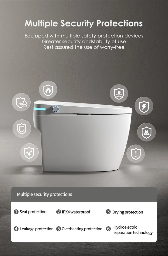 Grindinis išmanusis klozetas FIT2 SmartHome T9008 su bide, šildoma sėdyne, šilto oro džiovintuvu ir UV savaiminiu išsivalymu
