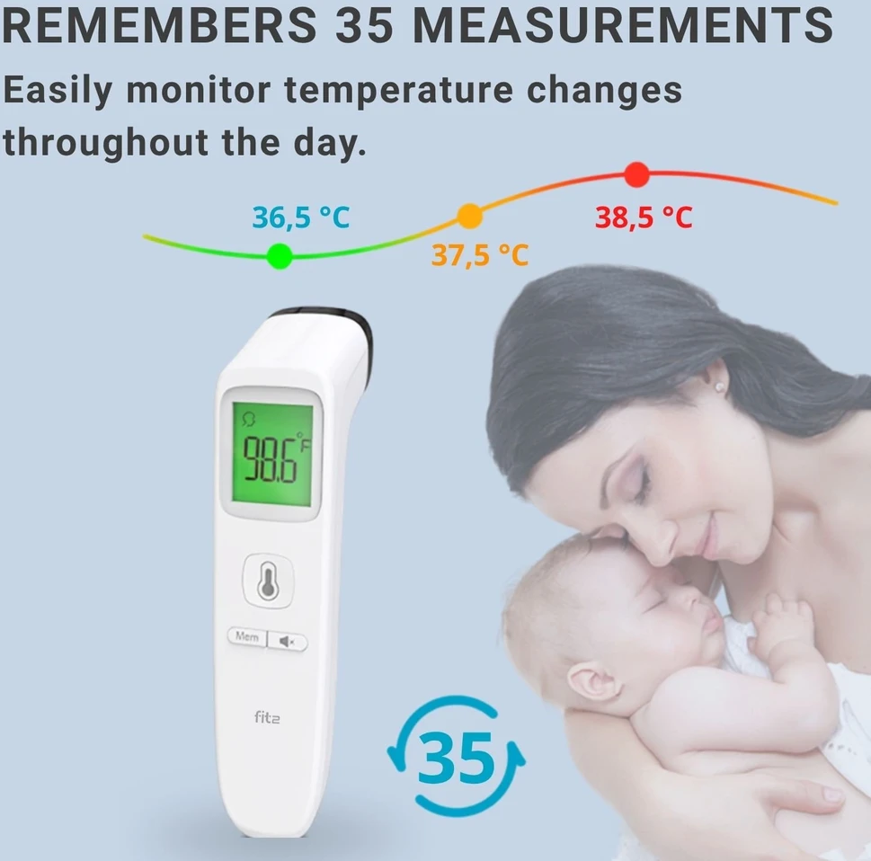 Infraraudonųjų spindulių termometras FIT2 Meditech, bekontaktis, kaktos ir objektų