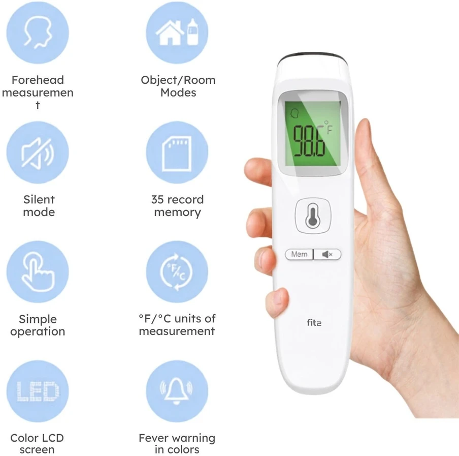 Infraraudonųjų spindulių termometras FIT2 Meditech, bekontaktis, kaktos ir objektų