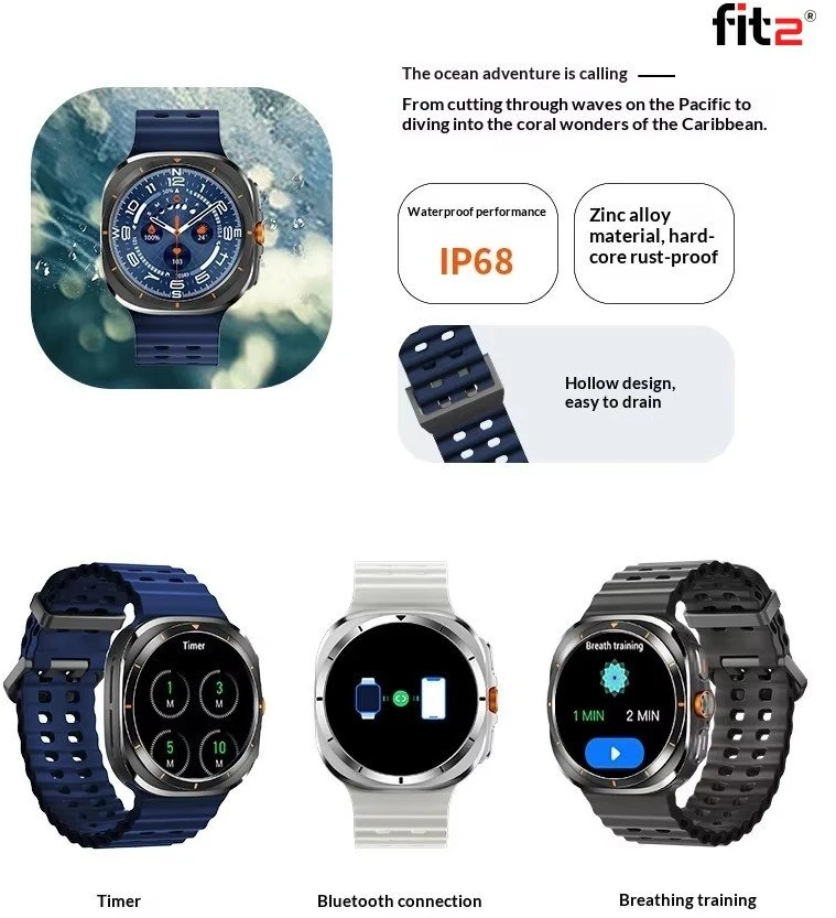 Išmanusis laikrodis FIT2 HD8 Ultra, juodas