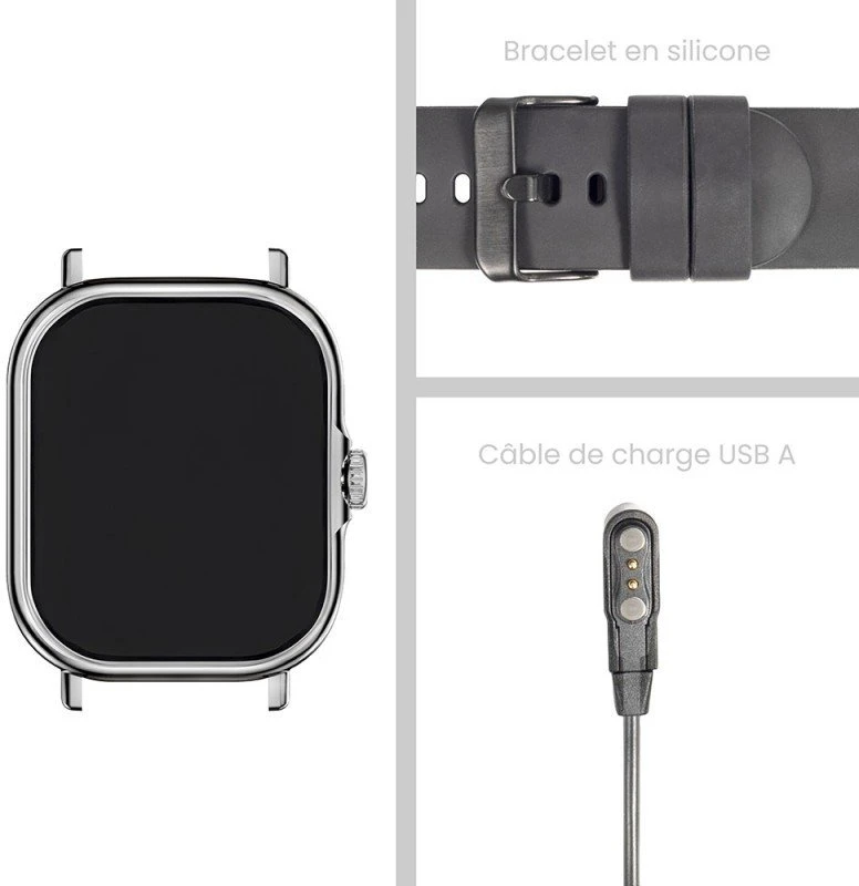 Išmanusis laikrodis Livoo TEC621 2,01" jutiklinis Bluetooth IP65 su pulso matavimu ir 8 sporto režimais, juodas