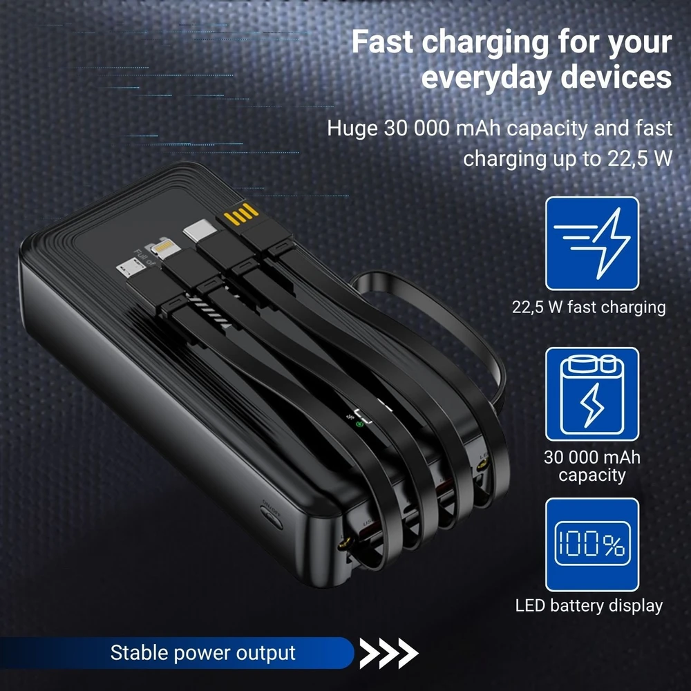 Išorinė baterija FIT2 DX503 30000 mAh, 22.5W greitas įkrovimas