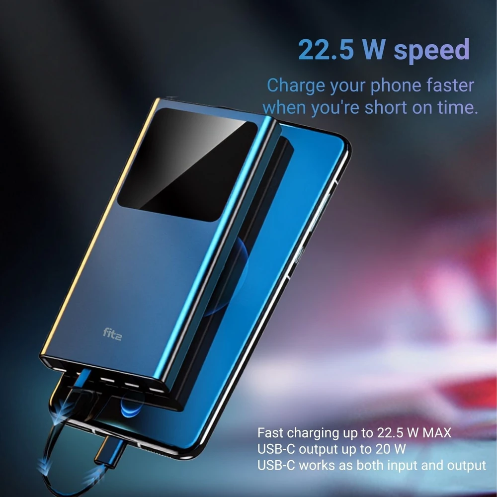 Išorinė baterija FIT2 DX95 10000 mAh, 22.5W greitas įkrovimas