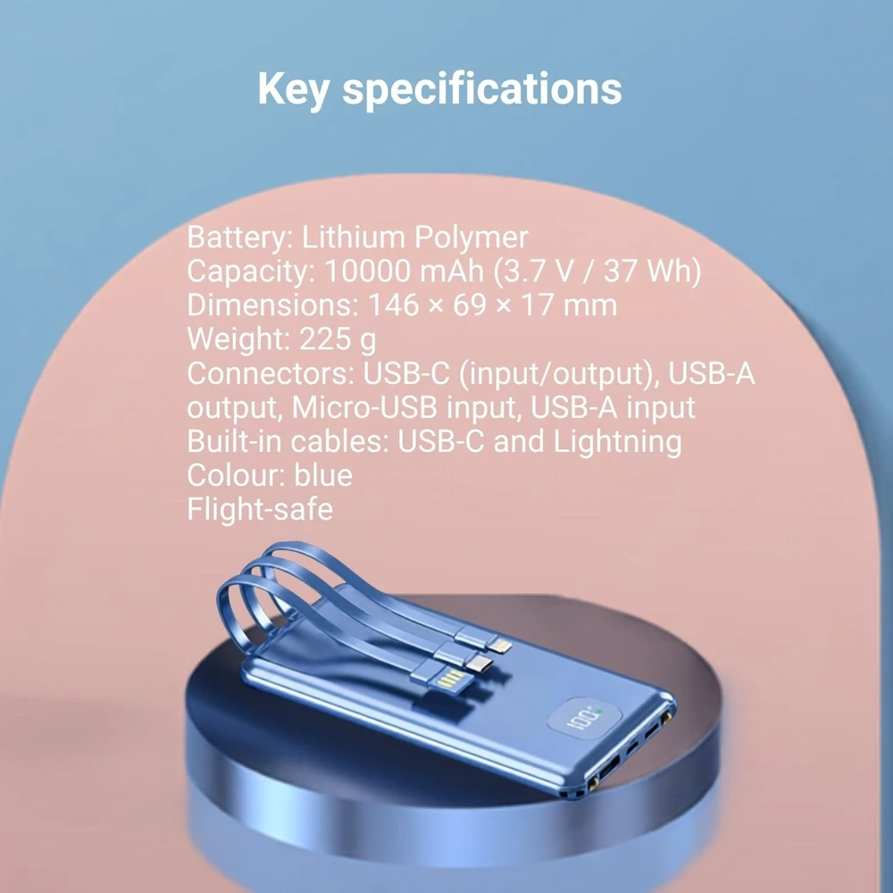 Išorinė baterija FIT2 DX99 10000 mAh, 22.5W greitas įkrovimas