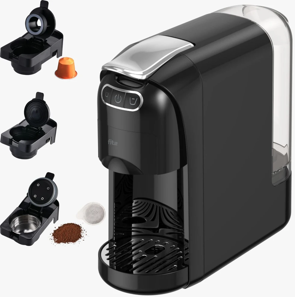 Kapsulinis kavos aparatas FIT2 Uno 3-in-1 Nespresso, Dolce Gusto ir malta kava, 20 barų, 1400 W, 700 ml