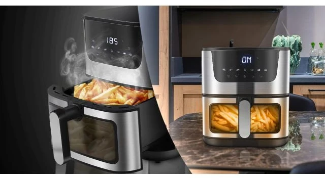 Karšto oro gruzdintuvė RETOO OR1102-R 6,5L 1800W su 10 programų ir LCD jutikliniu ekranu