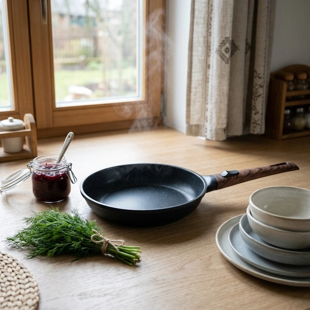 Keptuvė FIT2 ClickPan su nesvylančia danga, nuimama rankena 28 cm juoda