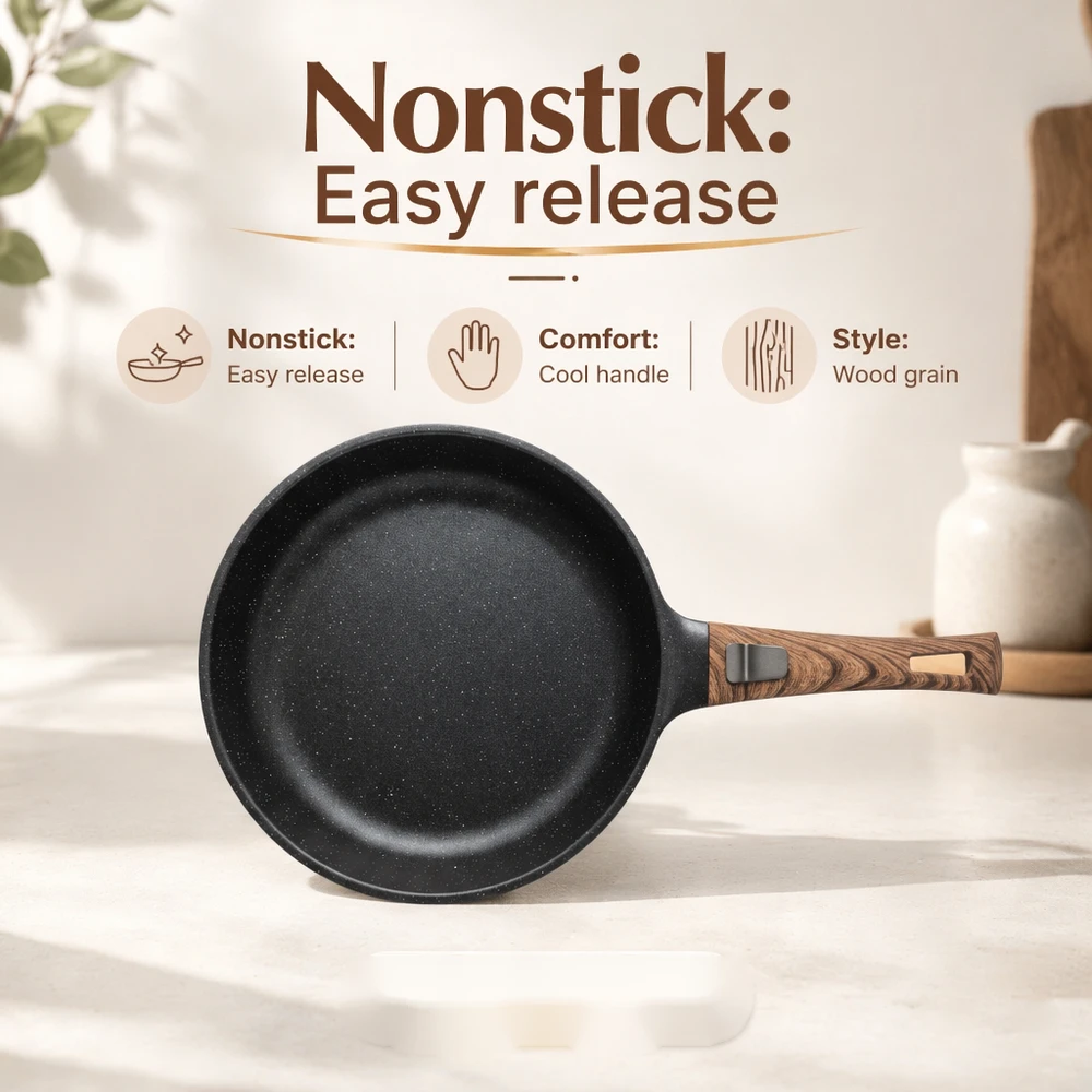 Keptuvė FIT2 ClickPan su nesvylančia danga, nuimama rankena 24 cm juoda