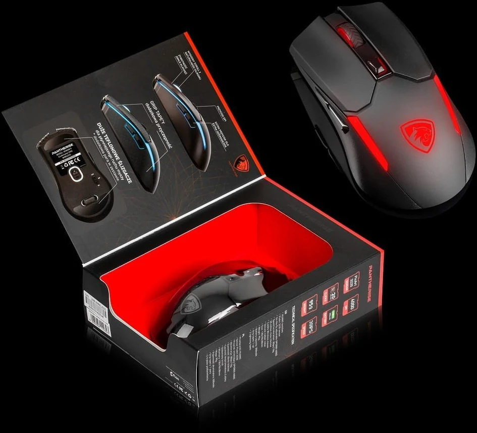 Laidinė žaidimų pelė Pantherise Venom II RGB, 12800 DPI, 60 IPS