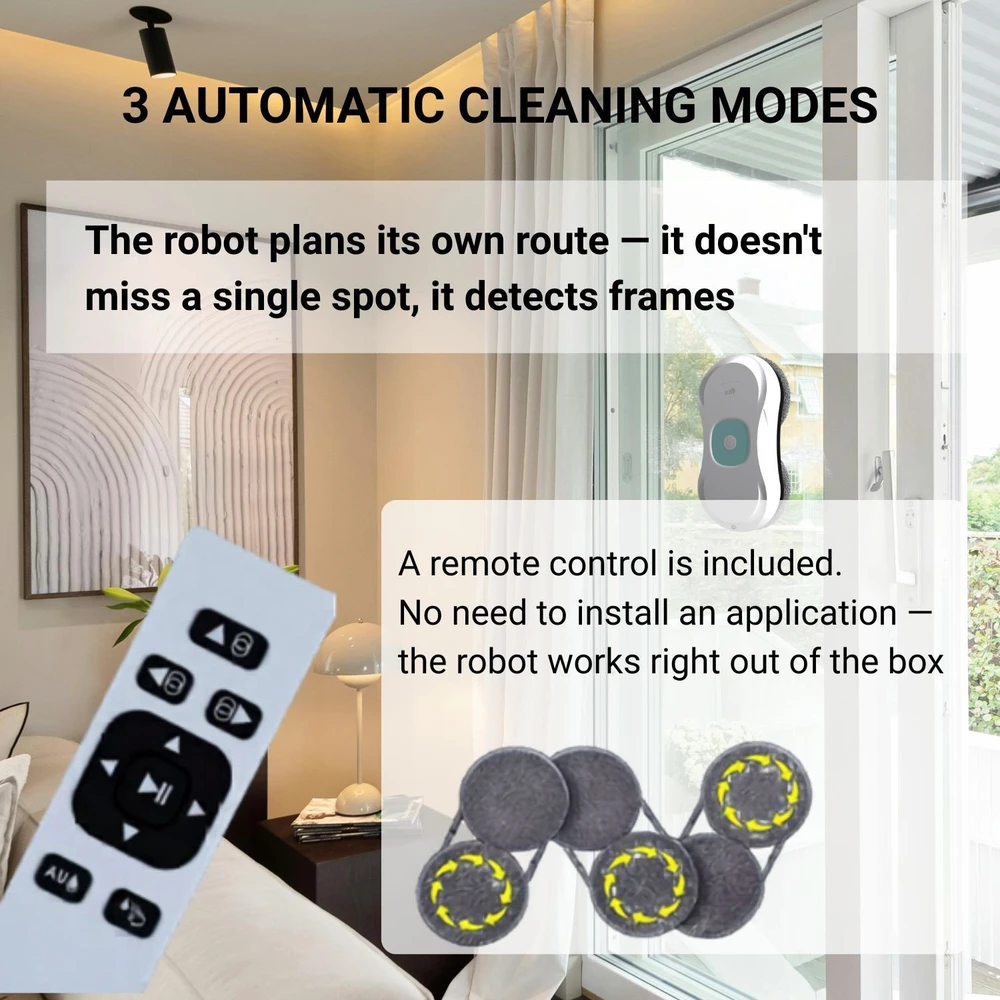 Langų valymo robotas FIT2 RoboClean FITRN201 su 3000 Pa trauka, 2 vandens purkštukai