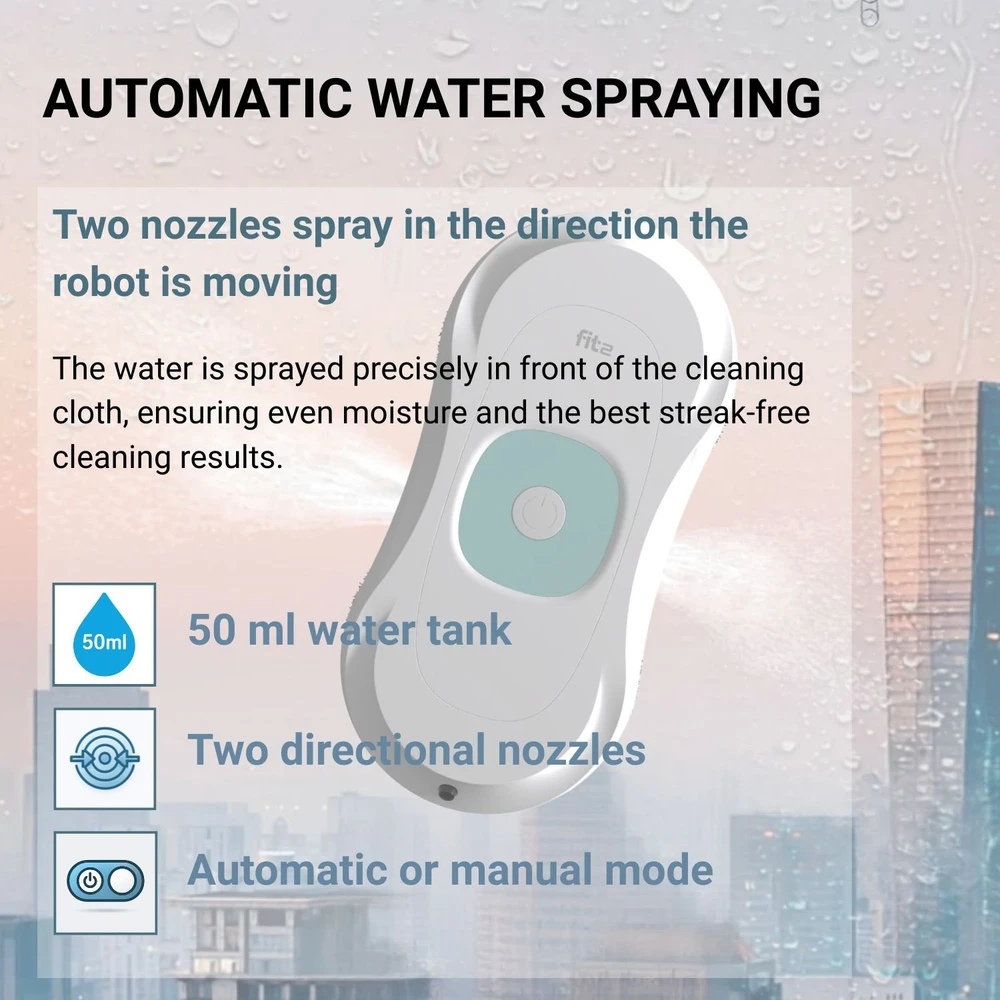 Langų valymo robotas FIT2 RoboClean FITRN201 su 3000 Pa trauka, 2 vandens purkštukai