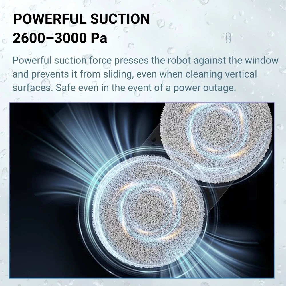 Langų valymo robotas FIT2 RoboClean FITRN201 su 3000 Pa trauka, 2 vandens purkštukai