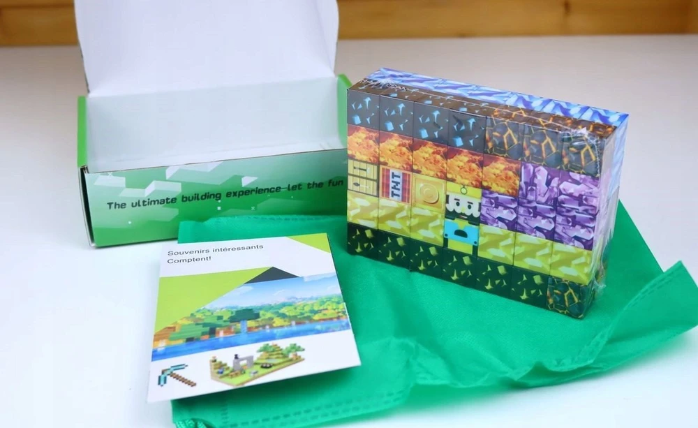 Azaris Magnetinių kaladėlių rinkinys 50 vnt pikselių kubeliai 3D konstruktorius vaikams