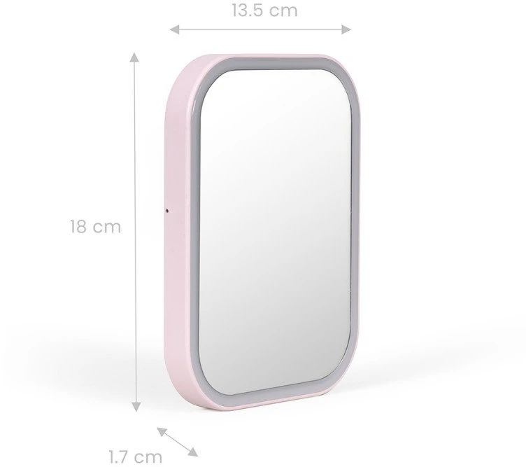 Makiažo veidrodis su apšvietimu Livoo DOS224P LED su jutikliniu valdymu 1000mAh USB-C rožinis