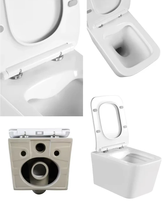 Pakabinamas kvadratinis klozetas be apvado FIT2 7004, 510 mm, su lėto nusileidimo dangčiu, dvigubas nuleidimas 3/6 L, suderinama