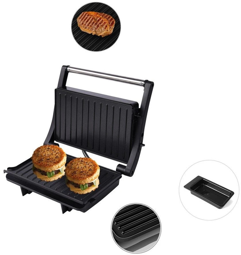 Panini keptuvė ir kontaktinis grilis SL-106, 1000 W, nepridegančios plokštės, juoda