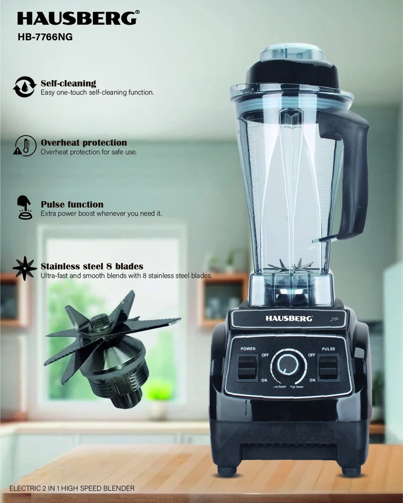 Profesionalus didelio greičio trintuvas Hausberg HB-7766NG, 2L, 1500 W