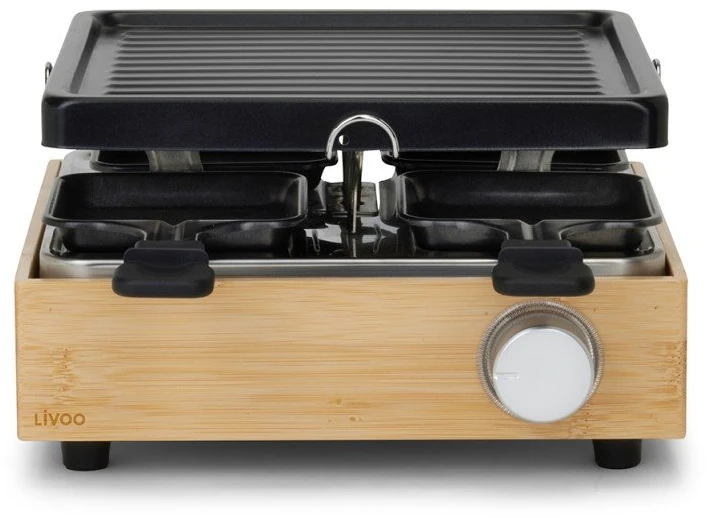 Raclette grilis Livoo DOC311 4 asmenims 800 W su bambuko korpusu, juodas