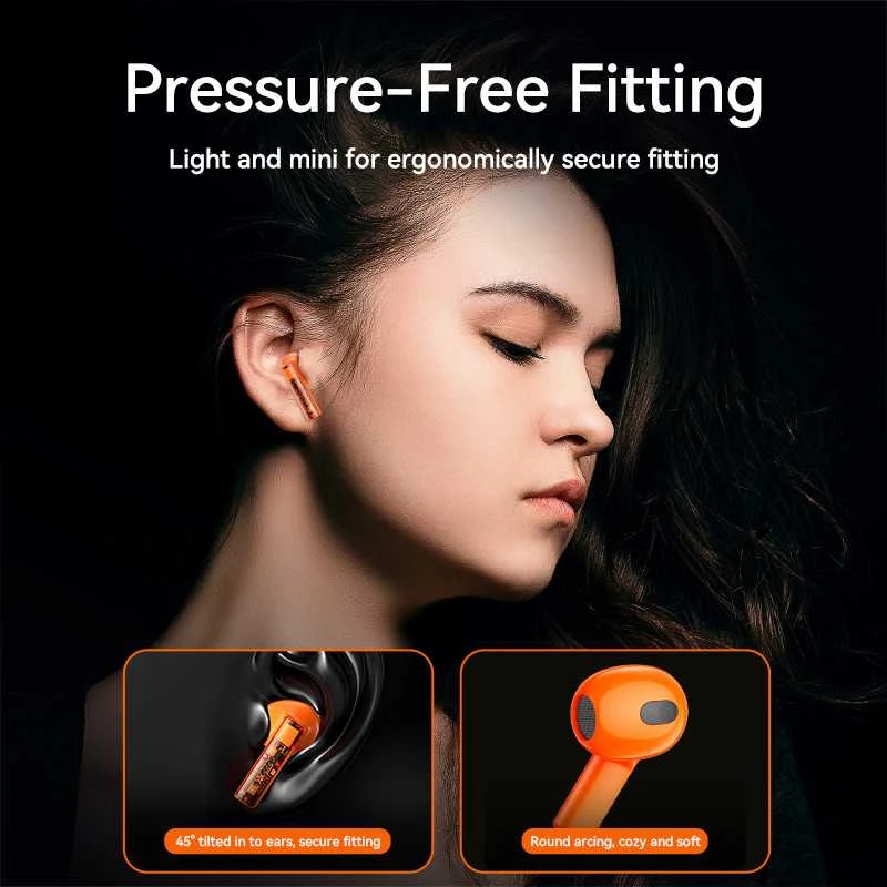 Belaidės TWS ausinės REMAX CozyBuds 6C Clear Bluetooth 5.3 ENC IPX4: Spalva - Oranžinė