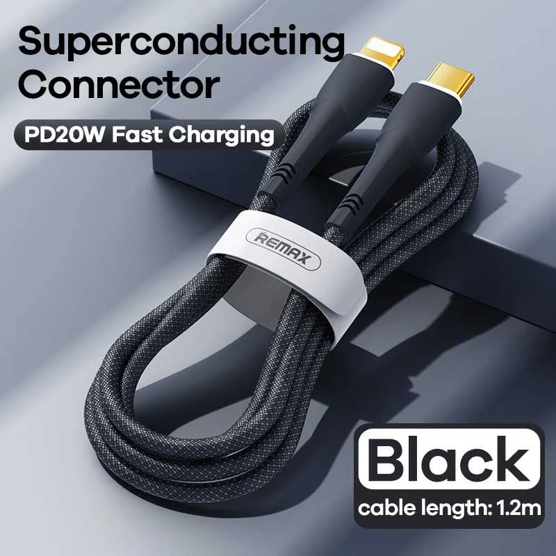 USB-C laidas su Lightning Remax Bosu, 1.2 m, 20 W (juodas)