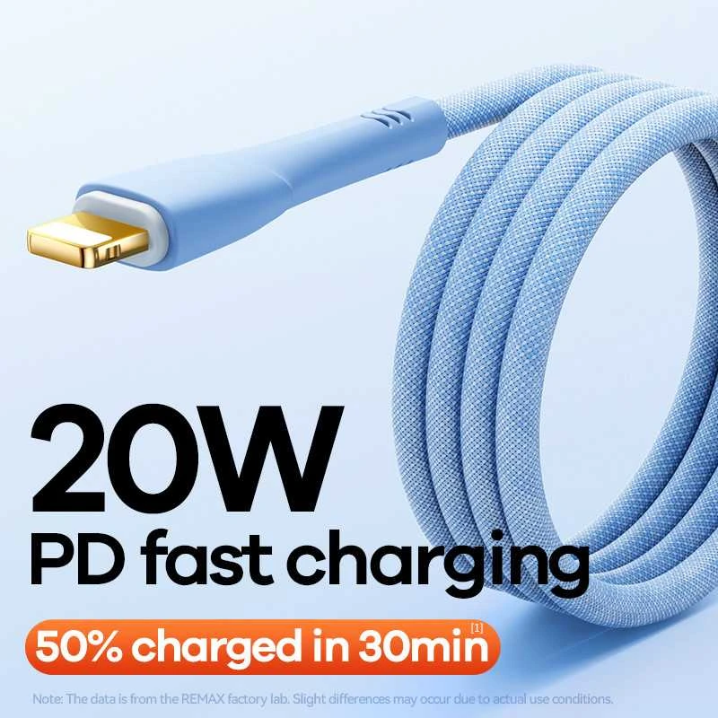 Greito įkrovimo kabelis REMAX RC-C063 20W PD USB-C į Lightning, 1.2m: Spalva - Mėlyna