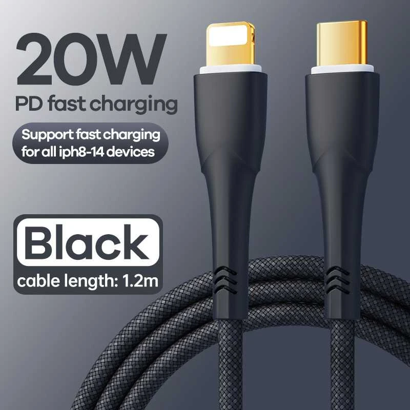 USB-C laidas su Lightning Remax Bosu, 1.2 m, 20 W (juodas)