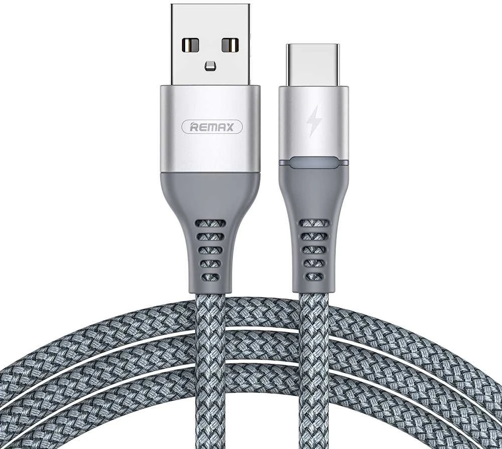 USB-C Remax Colorful Light laidas, 1 m, 2.4 A (juodas)
