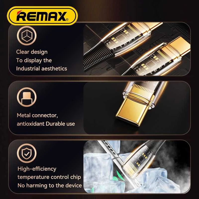 USB-C laidas USB-C Remax Explore, RC-C062, 1,2 m, 100 W, (baltas)