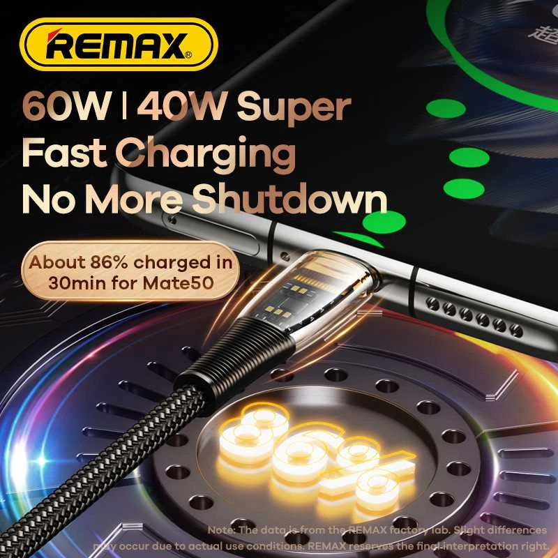 USB-C laidas USB-C Remax Explore, RC-C062, 1,2 m, 100 W, (baltas)