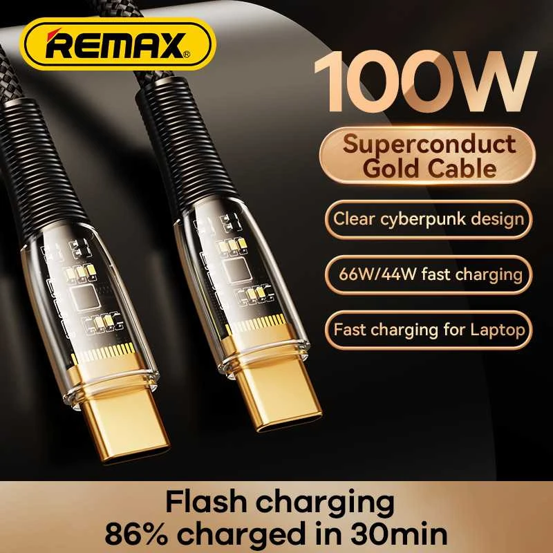 USB-C laidas USB-C Remax Explore, RC-C062, 1,2 m, 100 W, (baltas)