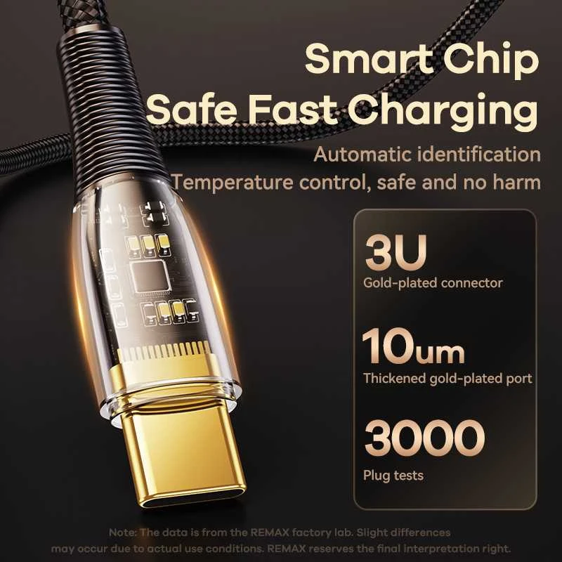 USB-C laidas USB-C Remax Explore, RC-C062, 1,2 m, 100 W, (baltas)