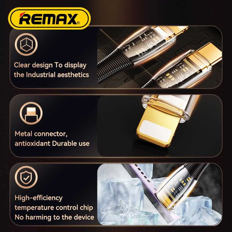 Remax Explore RC-C061, 20 W USB-C su Lightning laidu, 1.2 (juodas)
