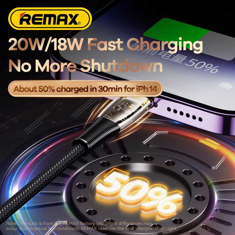 Remax Explore RC-C061, 20 W USB-C su Lightning laidu, 1.2 (juodas)