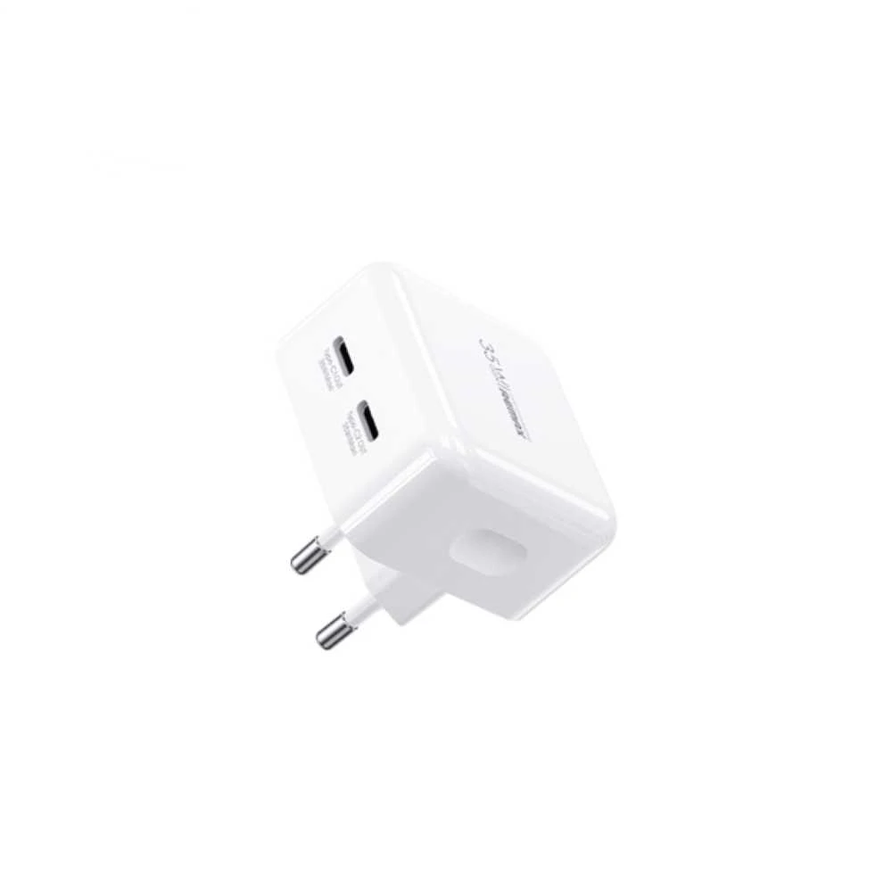 Sieninis įkroviklis REMAX RP-U87 35W PD+QC GaN 2×USB-C, greitas