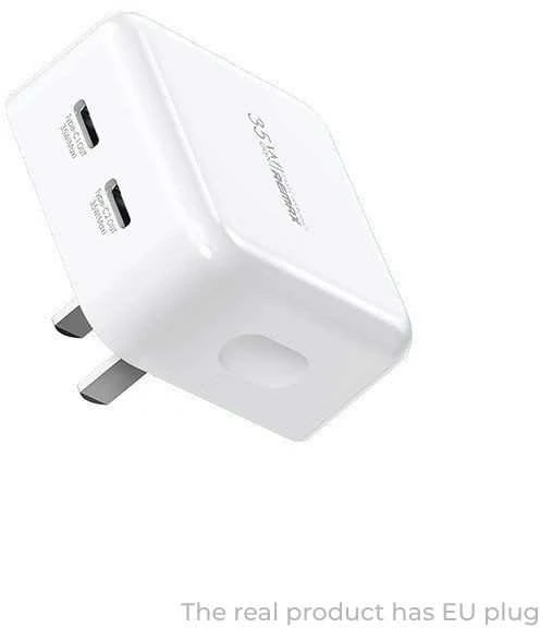 Sieninis įkroviklis REMAX RP-U87 35W PD+QC GaN 2×USB-C, greitas